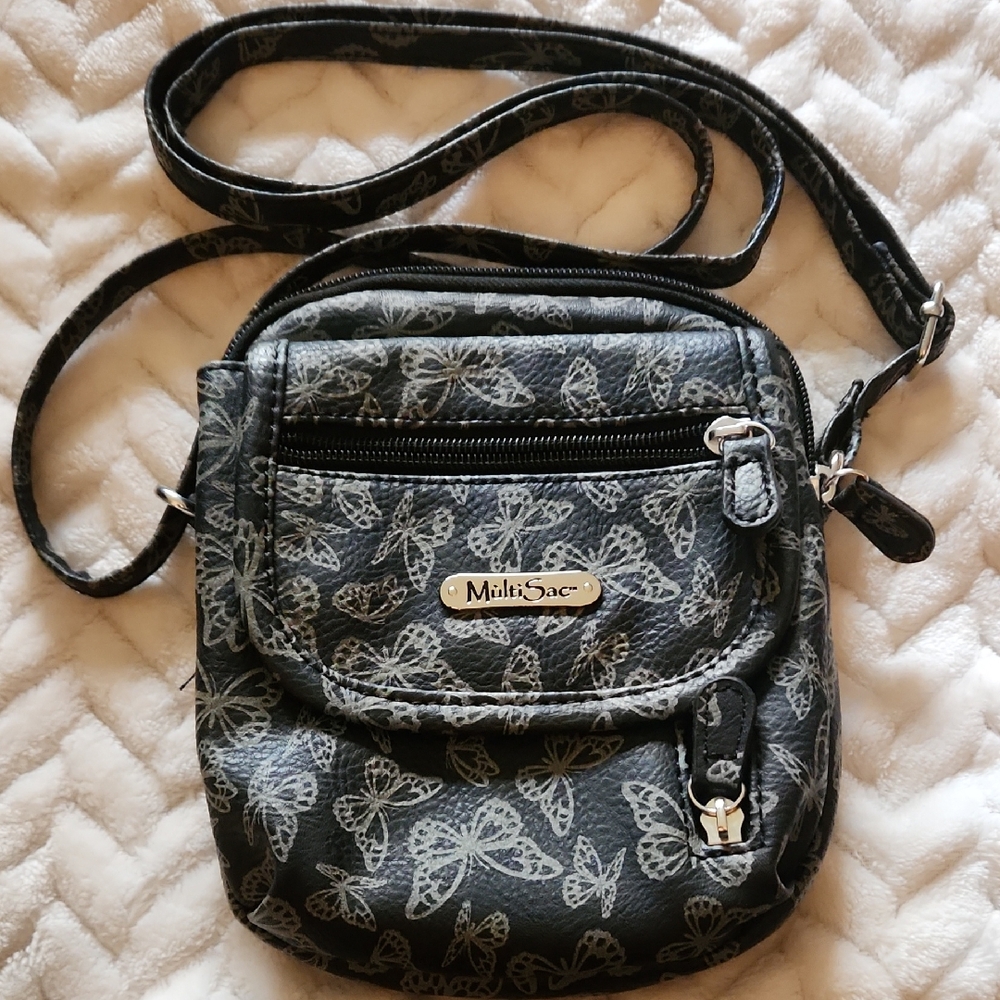 MultiSac Gray Butterfly Crossbody Bag